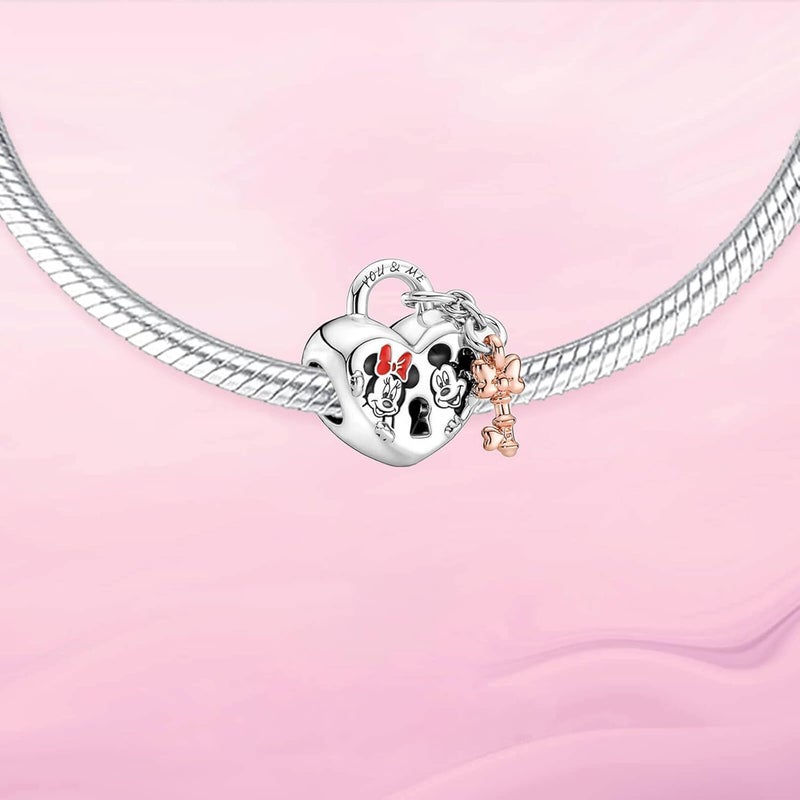 VALGACLS 925 Sterling Silver Family Love Mom Mouse Heart Charms for Bracelets Necklace Valentine's Day Mother's Day Jewelry Charm for Women - Image 1